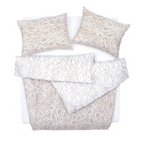 SCANquilt povlečení SATÉN DESIGN glass béžovobílá+bílobéžová 140 x 200/70 x 90 cm