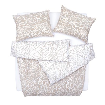 SCANquilt povlečení SATÉN DESIGN glass béžovobílá+bílobéžová 140 x 200/70 x 90 cm