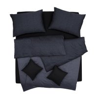 SCANquilt povlečení SATÉN DESIGN kristal šedočerná+černošedá 140 x 200/70 x 90 cm