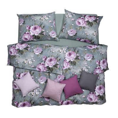 SCANquilt povlečení SATÉN DESIGN stella zelenorůžová 140 x 200/70 x 90 cm