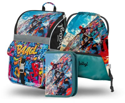 Baagl SET 3 Zippy Skatepark: aktovka, penál, sáček