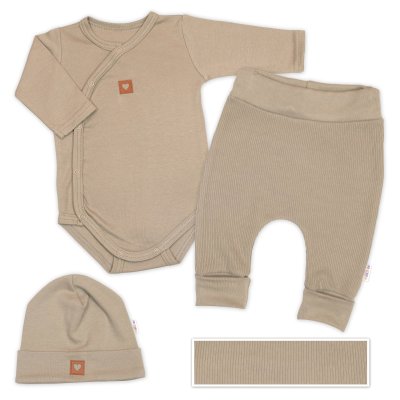 Baby Nellys Rostoucí 3dílná sada pro miminko Nature - taupe, vel. 62/68