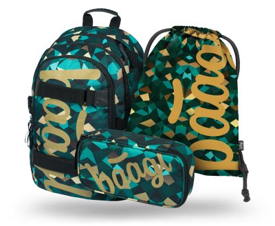 Baagl 3 SET Skate Polygon: batoh, penál, sáček