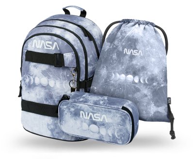 Baagl 3 SET Skate NASA Grey: batoh, penál, sáček