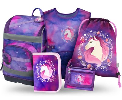 Baagl SET 5 Zippy Plus Kůň: aktovka, penál, sáček, zástěra, peněženka