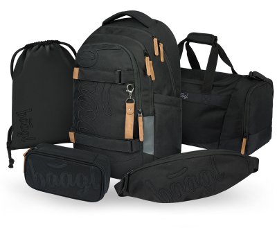 Baagl SET 5 Skate max Darkness: batoh, penál, sáček, sportovní taška, ledvinka