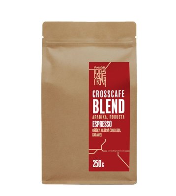 CrossCafe Pražírna Blend 70% Arabica 30% Robusta zrnková káva 250 g
