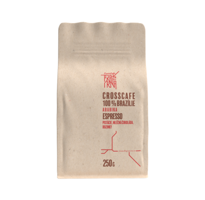 CrossCafe Pražírna 100% Brazil 100% Arabica zrnková káva 250 g