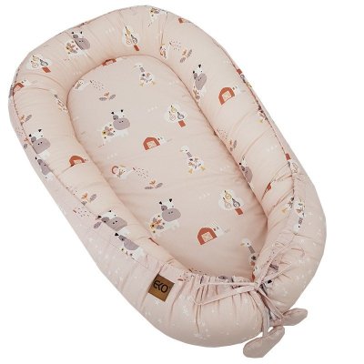 Eko Hnízdo pro miminko oboustranné bavlněné My farm Stars Powder pink 90x60 cm