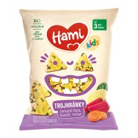 Hami BIO Trojhránky červená řepa, špenát, mrkev 3r+ 30 g