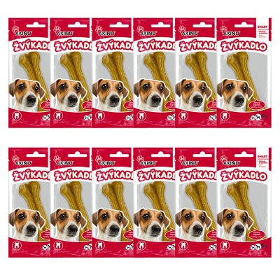 Akinu Kost z buvolí kůže přírodní pamlsek pro psy žvýkací 12 cm 12 ks