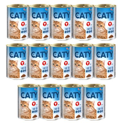 Akinu CATY Hovězí kousky v omáčce konzerva pro kočky 14 x 415 g