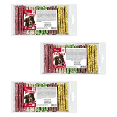 Akinu Tyčinky pamlsek pro psy vícebarevné žvýkací 12,5 cm 3 x 100 ks