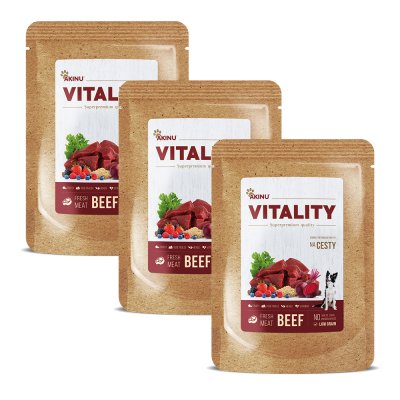 Akinu VITALITY na cesty hovězí pro psy 3 x 300 g