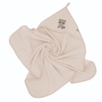 BocioLand Osuška s kapucí a oušky Mýval, 80x80 cm - béžový