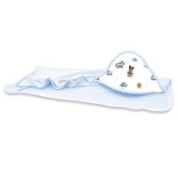 Miminu Dětská osuška 100x100cm, froté bavlna, Méďa pilot - bílá, modrá