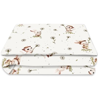 Miminu Povlečení do postýlky, bavlna, 2D sada, Kocourek a pampeliška - bílá, 135x100