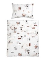 Baby Nellys Povlečení do postýlky, 2D sada - Malý stavitel, šedá