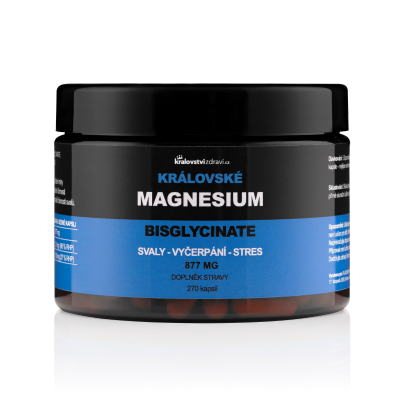 Království zdraví Královské Magnesium Bisglycinate 877 mg + (Vitamín B6), 270 veg. kapslí