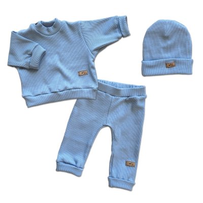 Kazum Žebrovaná rostoucí 3D sada, bavlna, Lovely One, modrá, vel. 68/74