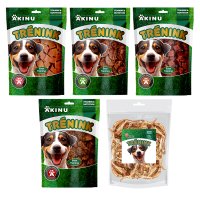 Akinu Trénink Hovězí & jehněčí & kachní & lososové & rybičky pamlsek pro psy 5 balení