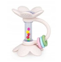 GiliGums Silikonové kousátko, chrastítko Květina, smetanové