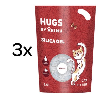 Akinu HAPPY CAT Silika gel bílý stelivo pro kočky 3 x 3,6 l