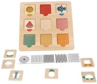 Adam Toys Dřevěná aktivní vkládačka/puzzle se vzory, přírodní