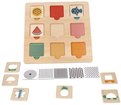 Adam Toys Dřevěná aktivní vkládačka/puzzle se vzory, přírodní