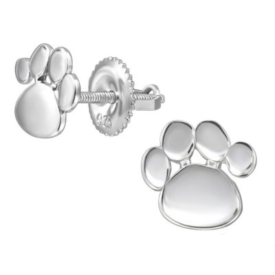 SILVER Dětské stříbrné náušničky Tlapka, se šroubovací puzetou