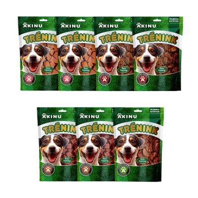 Akinu Trénink Hovězí & jehněčí & kachní & lososové pamlsek pro psy 7 balení 120 g