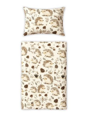 Baby Nellys Povlečení do postýlky, 2D sada - Ježek, béžový