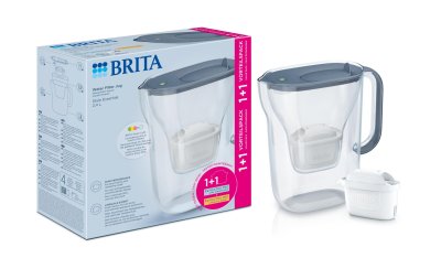BRITA Style Essential 2,4 l filtrační konvice šedomodrá + 2 filtry na tvrdou vodu