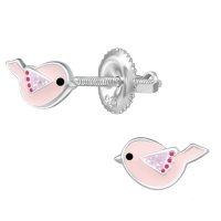SILVER Dětské stříbrné náušničky Ptáčci, se šroubovací puzetou