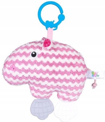 BalibaZoo Závěsná hračka na kočárek Hrošík, růžová/bílá