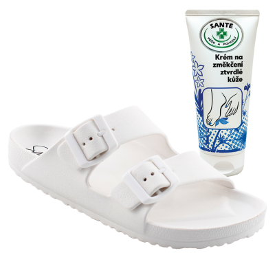SANTE Dámské pantofle EB/2025 WHITE v.36 + krém na změkčení kůže