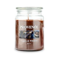 Provence Svíčka ve skle s víčkem Cigars & Whiskey 510 g