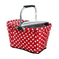 Toro Nákupní termo košík 48 x 28 x 28 cm 1 ks červený s bílými puntíky