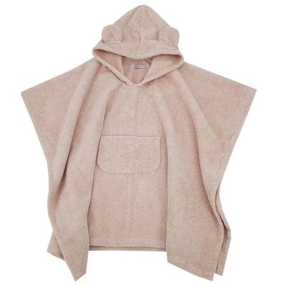 Eko Pončo bavlněné s kapucí a oušky Powder pink 75x120 cm