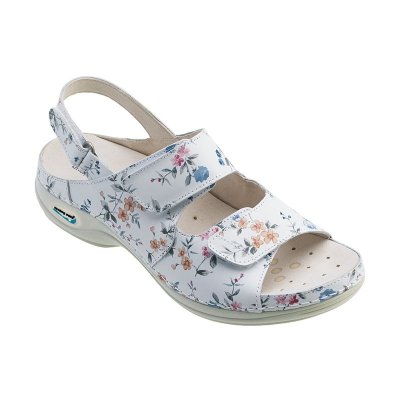 Nursing Care HELSINKI pracovní kožený pratelný sandál dámský květy WG9F1, 38