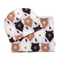 Baby Nellys Dvouvrstvá čepice + komínek Medvědi, hnědá/smetanová, vel. 92/98 vel.  92/98