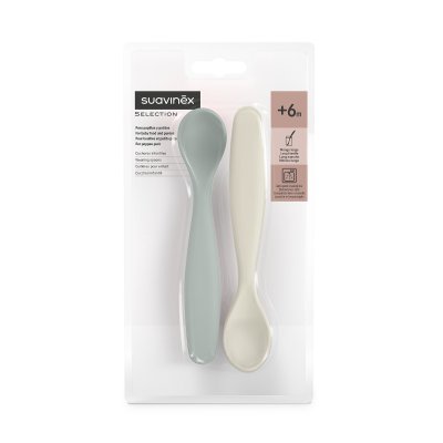 Suavinex Wonderland Lžičky 6m+ 2 ks zelená a bílá
