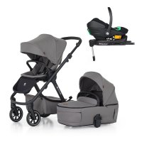 Petite&Mars Kočárek kombinovaný ICON 2v1 Dove Grey LITE RWS + Core Pro i-Size Black + Báze