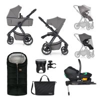 Petite&Mars Kočárek kombinovaný ICON 2v1 Dove Grey XXL RWS + Core Pro i-Size Black + Báze
