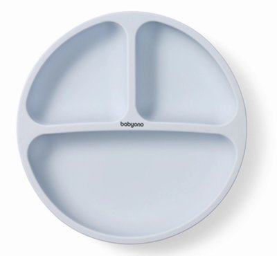 Babyono Silikonový talíř pro děti, tříkomorový s přísavkou - modrý Babyono Silikonový talíř pro děti, tříkomorový s přísavkou - modrý