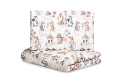 SENSILLO Mušelínové povlečení do postýlky 135x100, Dráček modrý, jeans