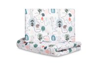 SENSILLO Mušelínové povlečení do postýlky 135x100, Ježek Toník, zelené