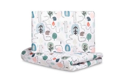 SENSILLO Mušelínové povlečení do postýlky 135x100, Ježek Toník, zelené