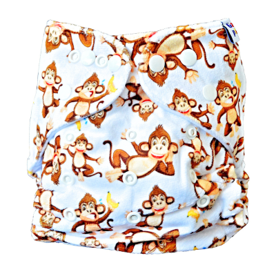 GaGa's pleny Látková plena AIO Hnědá opice minky