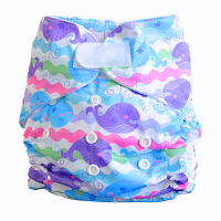 GaGa's pleny Látková plena AIO Barevná velryba na suchý zip